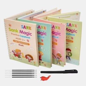 Magic Reusable Notebook Kit of 4 Books 📚 (Set of 4 Books + 1 Pen + 5 Refills + 1 Grip)